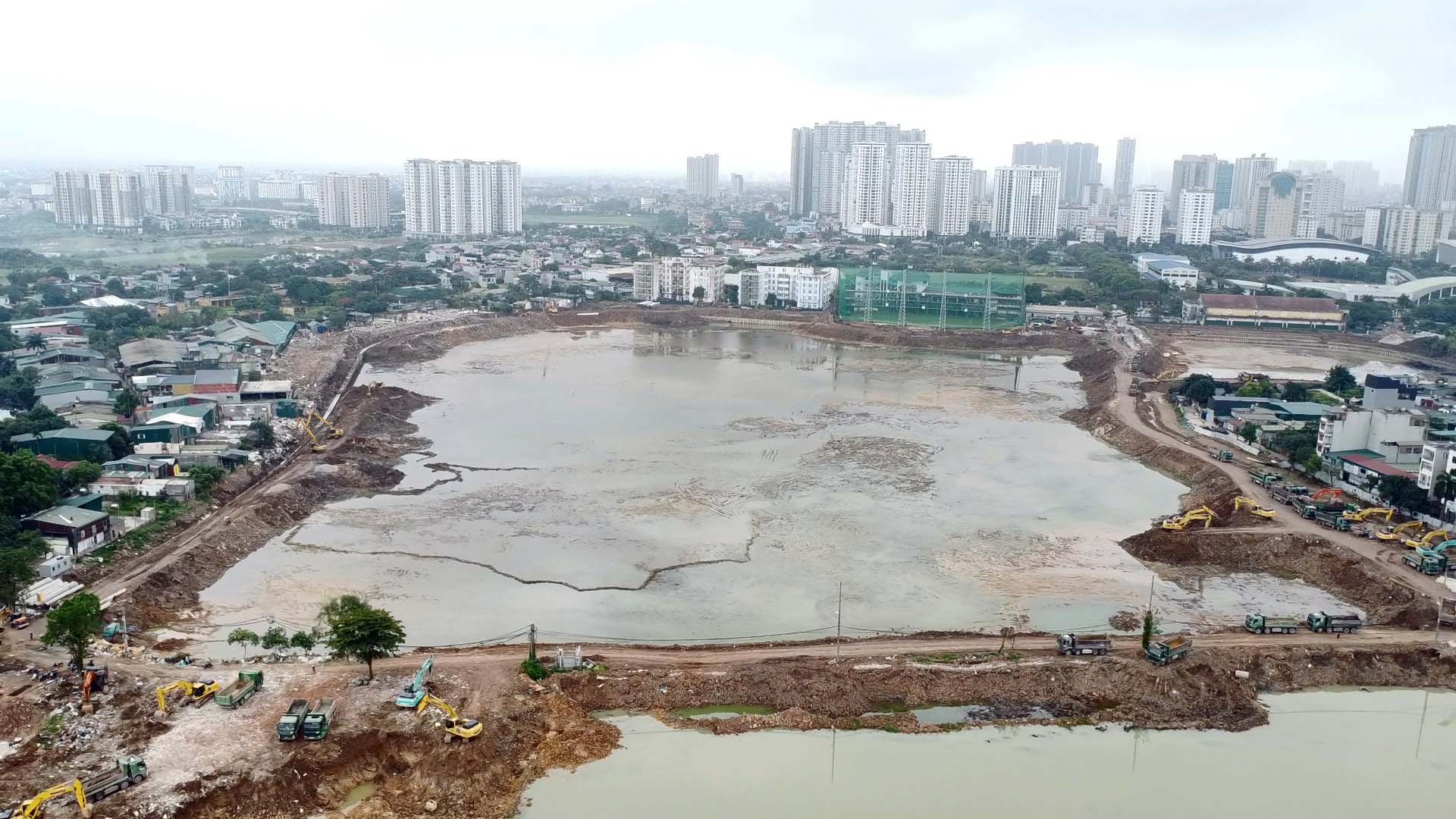 CẬP NHẬT TIẾN ĐỘ THI CÔNG HỒ PHÚ ĐÔ CHỐNG NGẬP CHO PHÍA TÂY HÀ NỘI 3