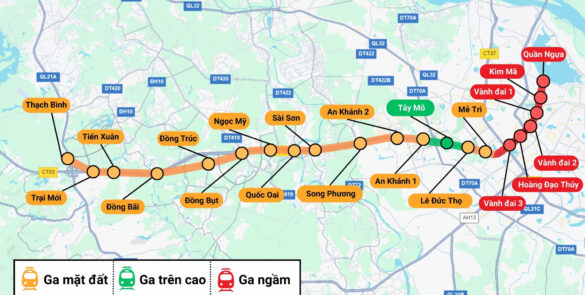 GIÁ ĐẤT DỌC ĐẠI LỘ THĂNG LONG TĂNG MẠNH KHI TUYẾN METRO SỐ 5 BƯỚC VÀO GIAI ĐOẠN TRIỂN KHAI